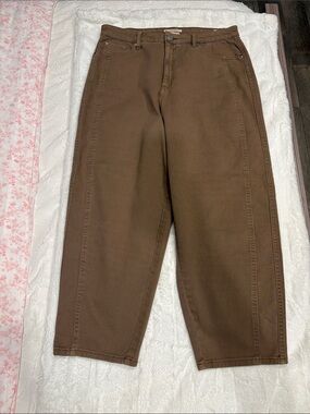Westbound High Rise Pants in Light Brown Barrel Leg 12